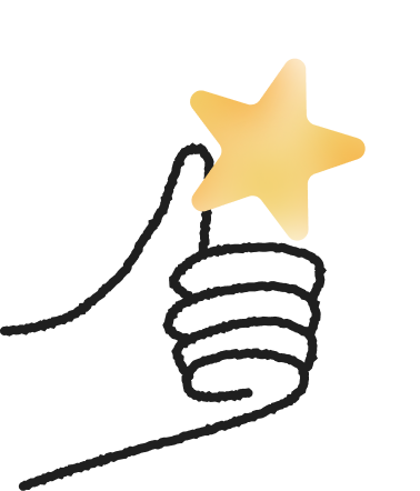 Hand holding a yellow star
